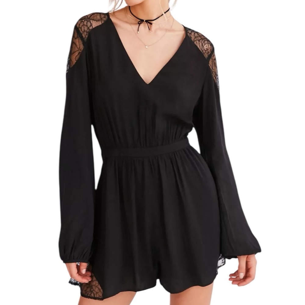 Urban Outfitters Kimchi Blue black lace v-neck romper